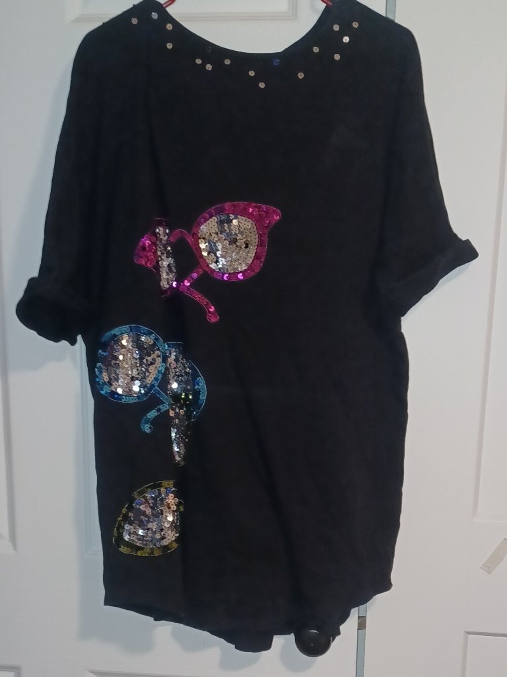 jack b. quick Black Sequin-Trim Mini Dress